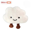 White cloud-shaped plush keychain with brown feet