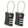 A pair of black TSA compatible 3-digit travel locks with silver wire handles and numbered dials.