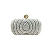 Runde silberne Clutchtasche mit Diamantperlenbesatz