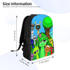 A green and blue cartoon character soft backpack featuring various cute characters.