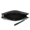 Black luxury PU handbag for men's business and casual use with a leather strap.