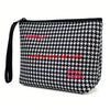 Bolsa cosmética de neopreno impermeable a cuadros blanco y negro con logotipo SB