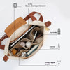 A beige satin bag organizer insert showing various compartments like a main compartment, cup holder, umbrella compartment, an