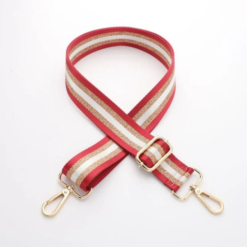 Sangle réglable rayée rouge et blanche pour sacoche de type messenger