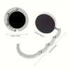Silver marble pattern portable bag hook and organizer with a circular clip and curved hook.
