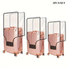 A set of three transparent PVC luggage covers for travel bags, featuring a rose gold finish.