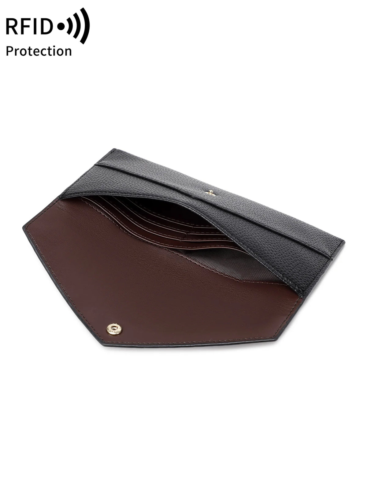 Dunkelbraunes minimalistisches PU-Leder-Münzportemonnaie von oben.