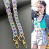 Iridescent acrylic chunky chain strap for bags and jewelry shown on a model's shoulder