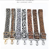 A collection of leopard print adjustable crossbody straps in various shades and patterns.