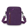 A purple lightweight nylon crossbody shoulder bag with a zipper closure and adjustable strap.