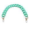 A turquoise acrylic chunky chain shoulder strap with gold-toned clasps.