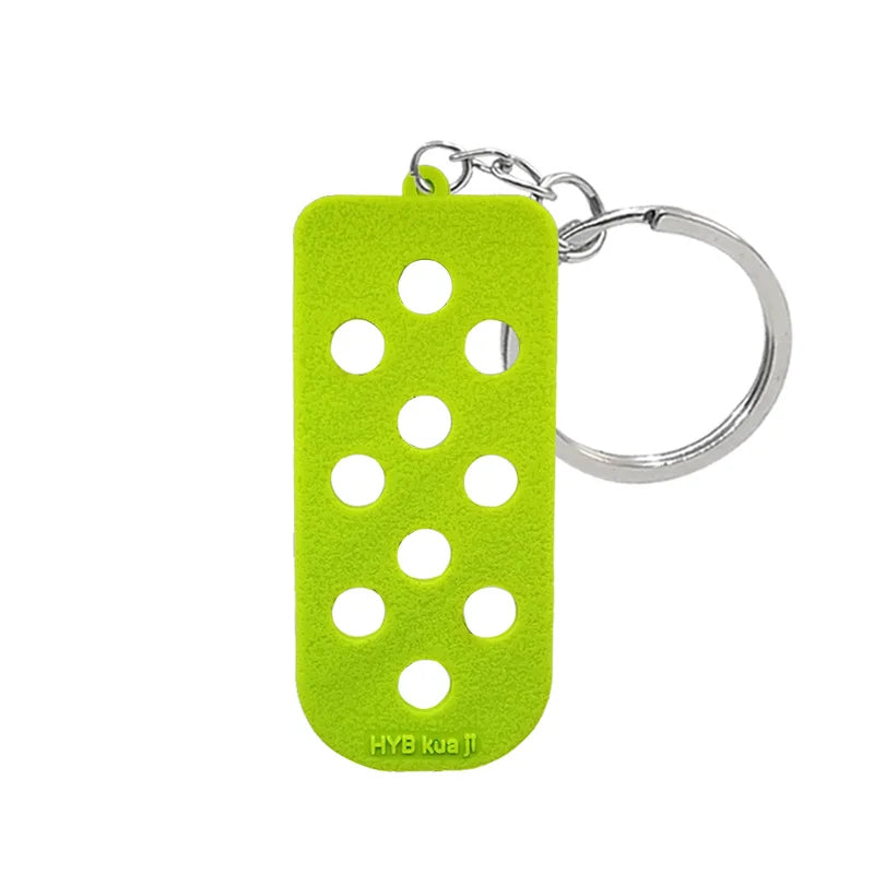 Porte-clés avec porte-clés en silicone vert lime et boucle à anneau argenté