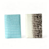 A pair of genuine leather passport holders featuring crocodile pattern in light blue and gray tones.