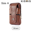Brown vintage leather waist bag with belt clip for phone and essentials