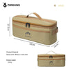 A tan Oxford cloth organizer bag for camping and picnic tableware, featuring a zipper closure.
