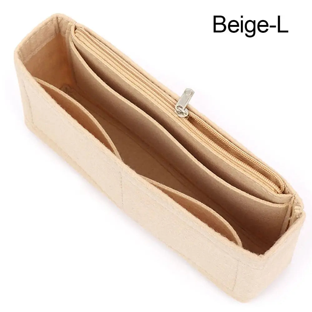 Beige-L tragbare Filthandtasche Organizer-Einlage mit Reißverschluss