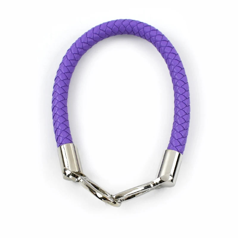 Purple PU leather replacement bag strap with silver metal buckles