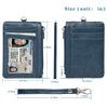 Dunkelblaue Premium-PU-Leder-Ausweiskartenhalter mit Lanyard und Lederriemen.