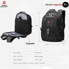 Black Swiss Military 18 inch laptop backpack with upgrade features and USB charging port