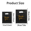 Two black thank you gift bags shown with their dimensions labeled.