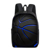 Black backpack with a blue basketball design and mesh straps