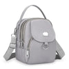 Sac bandoulière floral gris clair et durable avec fermeture éclair et sangle réglable.