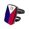 A black adjustable PU waist pouch featuring the flag of France and a coat of arms design.