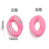 Pink acrylic link chain connectors shown from the front and back views