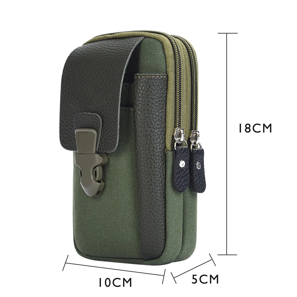 Olive green vintage cowhide leather crossbody bag shown with dimensions.