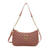 Bolso cruz de cuero dorado vintage en color rosa empolvado.