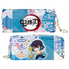 A blue and white Demon Slayer themed PU leather pencil case with a zipper.