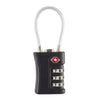 A black TSA compatible 3-digit travel lock with a silver loop and numbered dials.