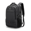 A black men's premium laptop backpack designed for travel and business.