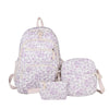 A light purple floral quilted backpack set for girls featuring a main backpack and an accessory pouch.