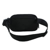 Black waist bag or fanny pack with a black strap shown from the side.