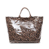 Braune Leopardenmuster-PVC-Tasche mit Henkeln