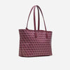 A maroon geometric patterned tote bag set for women.