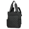 Black stylish quilted women's backpack tote bag