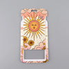 A pink and yellow floral design lanyard key ring featuring a sun motif for ID badges and keys.