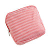 Red and white striped multi-functional storage pouch