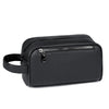 Pochette à clochette en cuir PU noir pour hommes avec une sangle, vue de face.
