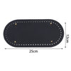 Black oval PU leather bag base with pre-punched holes for crochet and knitting