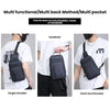 Black multi functional bag shown in single shoulder, chest, and handheld configurations.