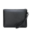 Black women's PU leather clutch bag with a silver chain strap