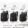 Black multifunctional travel backpack with various size options and features.