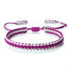 Handmade braided rope bracelet featuring pink and white threads, adjustable for a friendship gift.