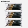 Three sets of black and gold makeup brushes stored in transparent portable organizer pouches