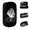 Black zippered pencil case featuring a graphic of Cristiano Ronaldo and the CR7 logo