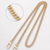 A close-up view of a gold chain strap for handbags and crossbody bags, showing the link texture.