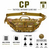 Olive drab tactical sling bag with MOLLE system and 4-way carry options